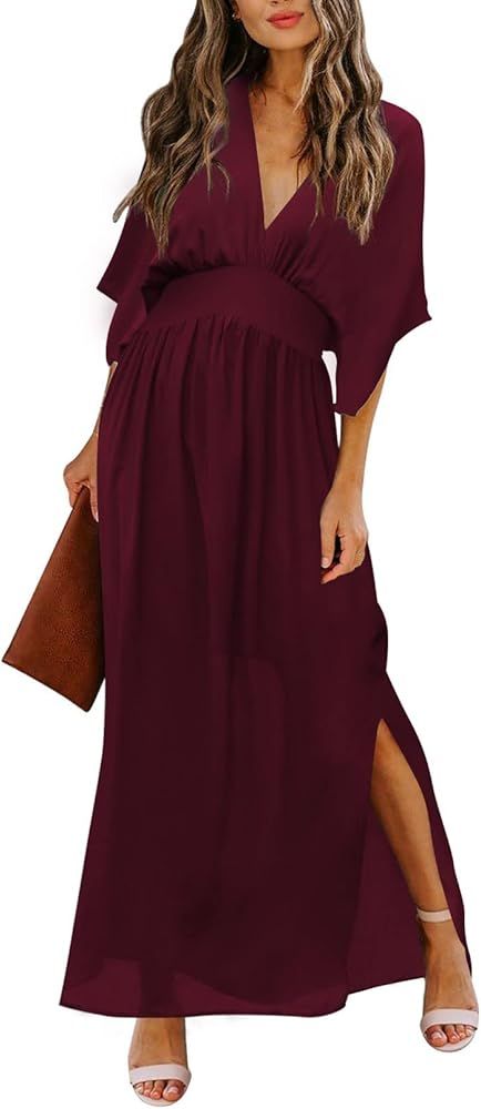 Meenew Women's Summer Maxi Dress Party Vacation High Slit Loose Long Beach Dress | Amazon (US)