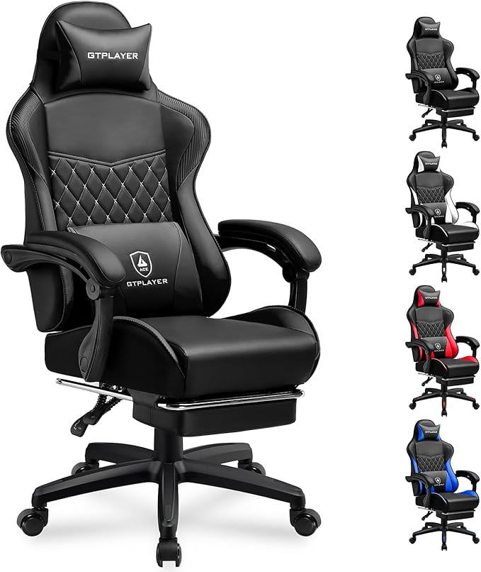 GTPLAYER Gaming Chair, High Back Leather Computer Game Chair with Footrest, Ergonomic Height Adju... | Amazon (US)