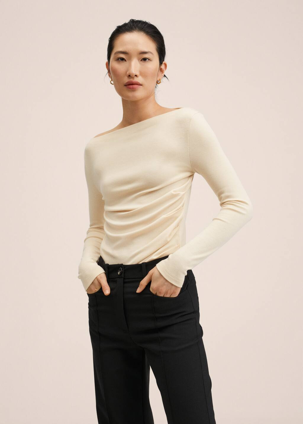 Long-sleeve t-shirt with ruffles | MANGO (US)
