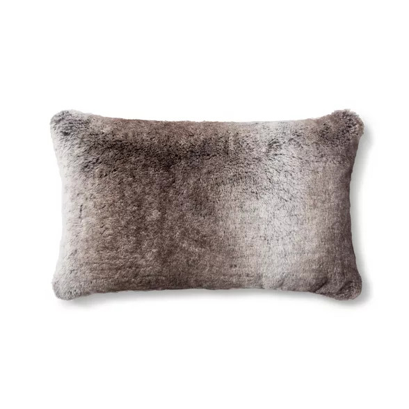 Neutral Faux Fur Oblong Throw Pillow - Threshold™ | Target