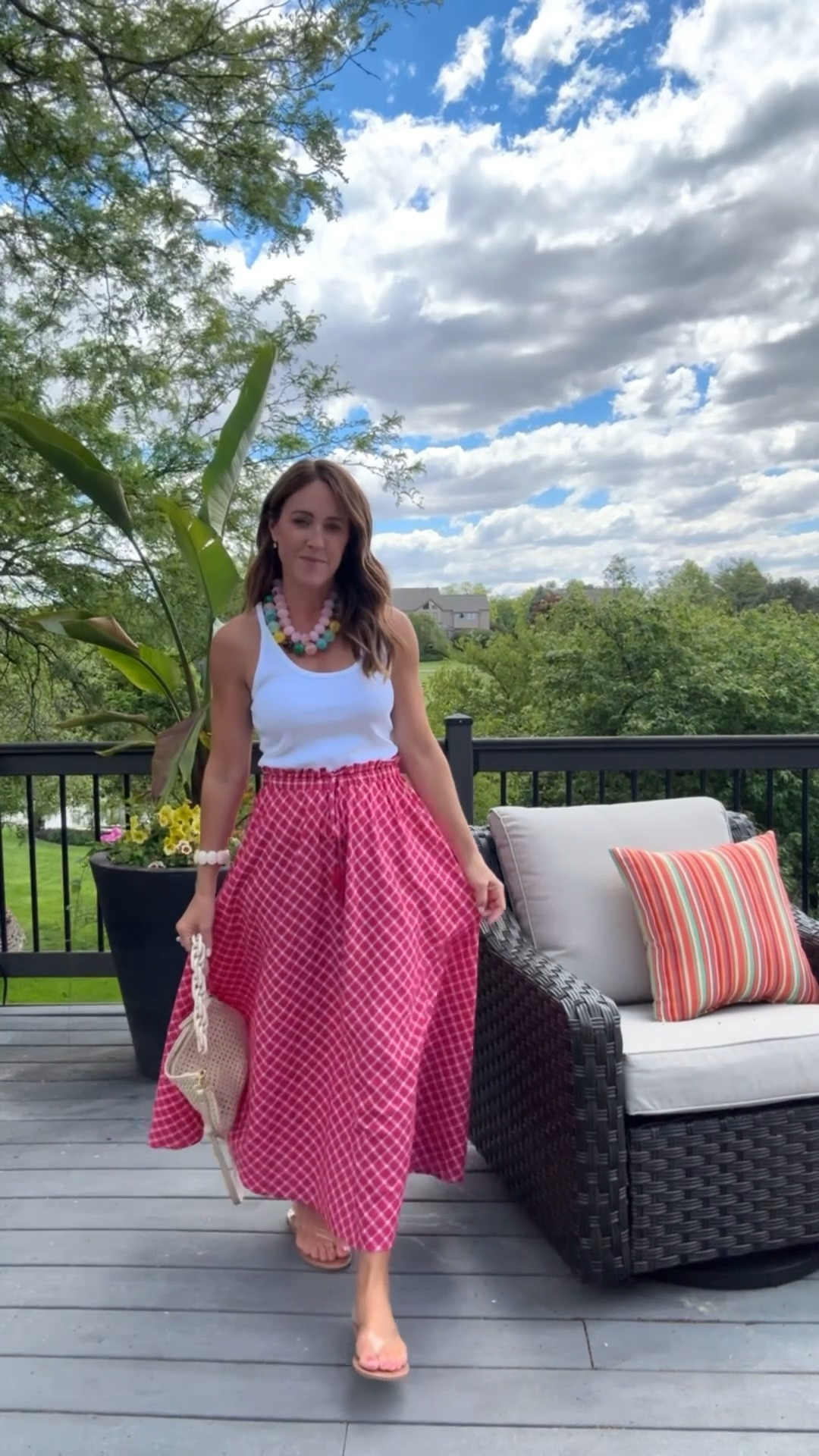 XS maxi skirt 
Love this pink plaid!! Lightweight and flowy movement 
XS tank. I think I’d wear a tighter tank for more definition.

#LTKmomlife #LTKSeasonal #LTKOver40