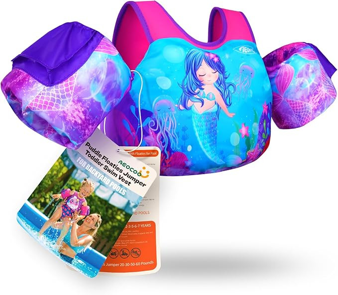 Puddle Float Jumper 20-30-50-60-70 Pounds, Toddler Swim Vest for 1-3-5-6-9 Years Old, Pool Floats... | Amazon (US)
