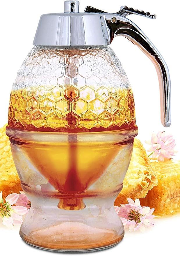 hunnibi Honey Dispenser No Drip Glass - Honey Container - Maple Glass Syrup Dispenser - Beautiful... | Amazon (US)