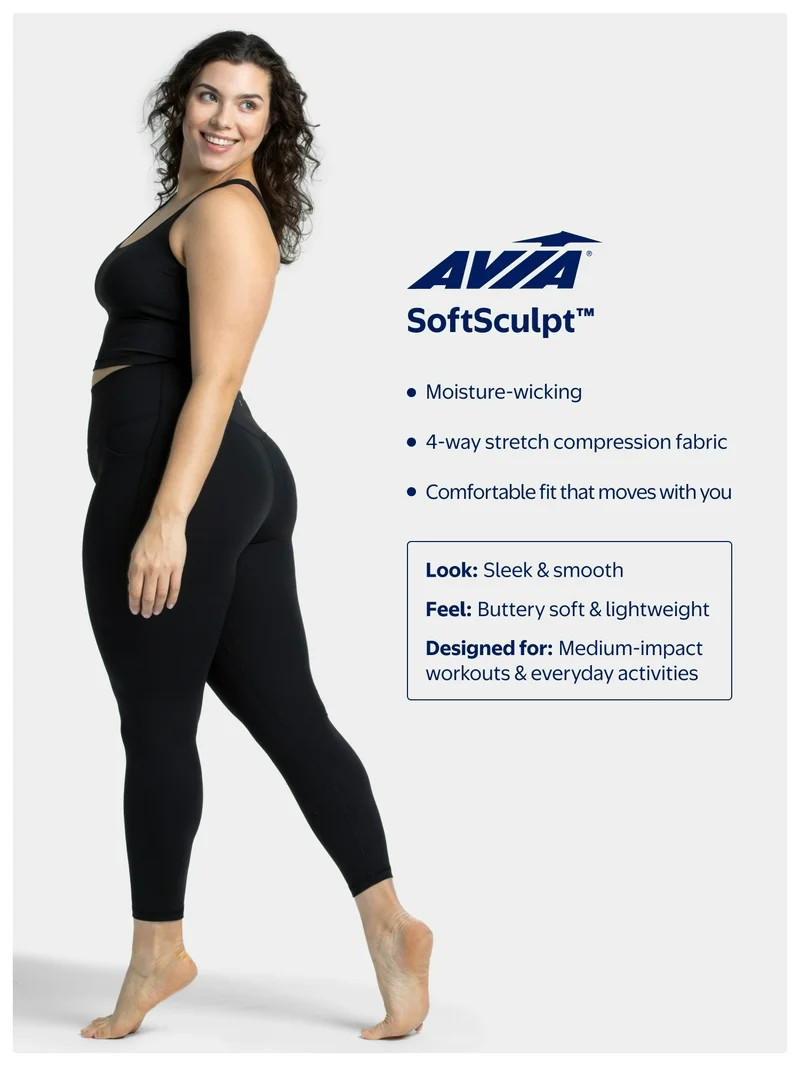 Avia Women's and Women's Plus SoftSculpt High Rise Leggings, Sizes XS-4X | Walmart (US)