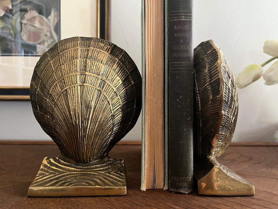 Vintage Pair of Brass Shell Bookends | Etsy (US)