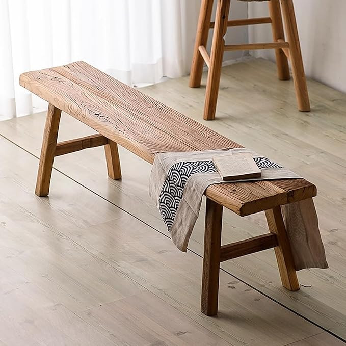 Farmhouse Elm Wood Narrow Bench, Rustic Entryway Kitchen Dining Seat Furniture, Indoor Sturdy Sta... | Amazon (US)
