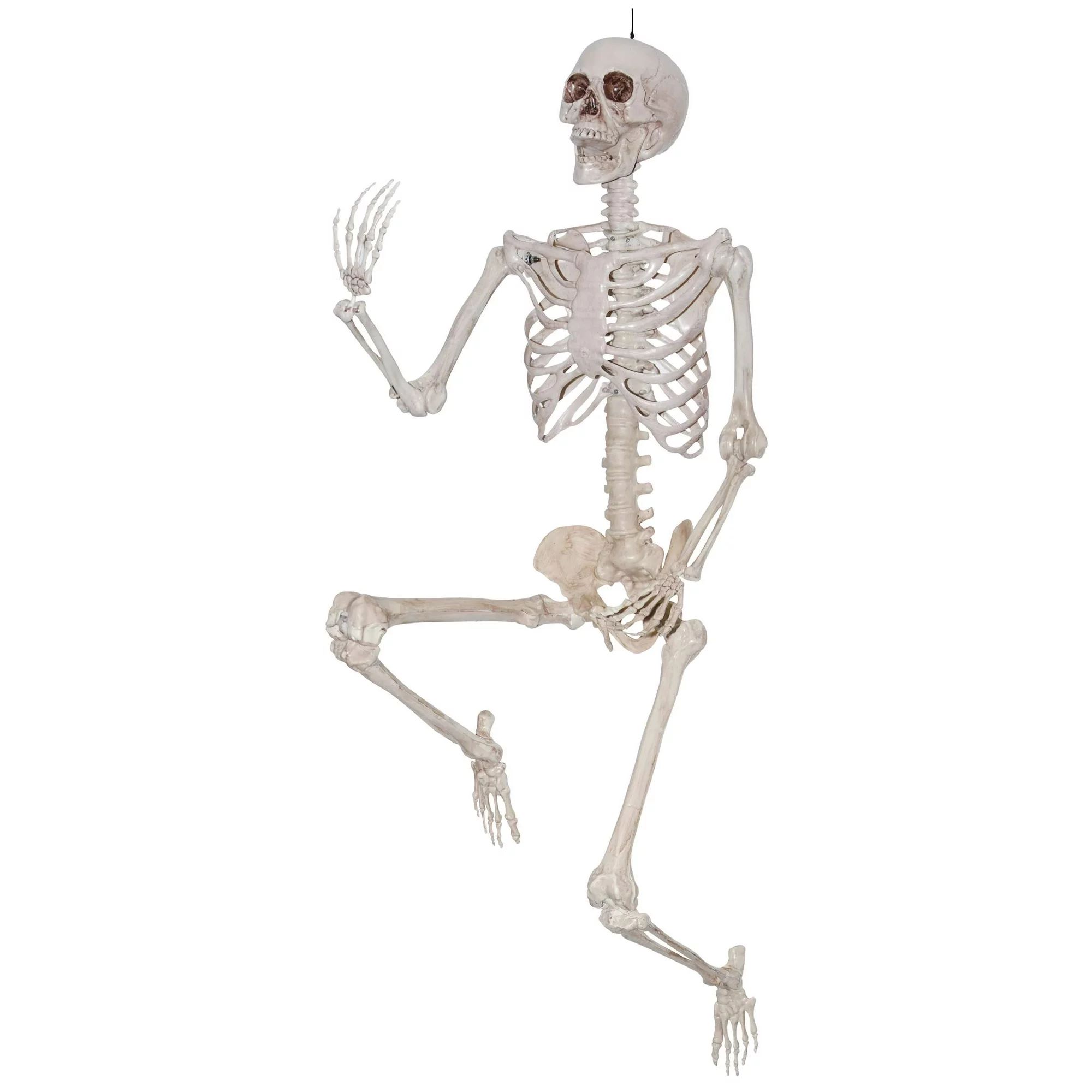 Halloween Hanging Plastic Posable Skeleton Decoration, Bone Color, 84 in, 7.9lb, by Way To Celebr... | Walmart (US)
