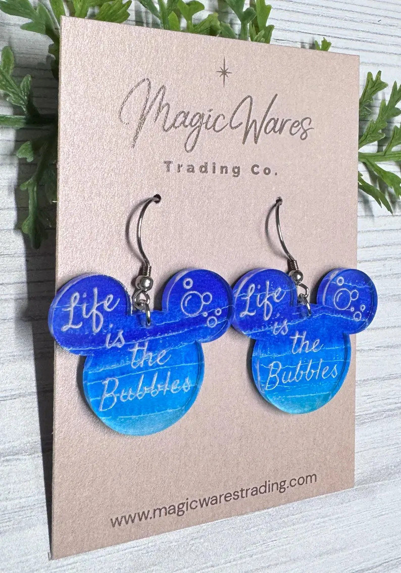Life is the Bubbles Mouse Head Laser Cut Acrylic Earrings, Mermaid Earrings - Etsy | Etsy (Global)