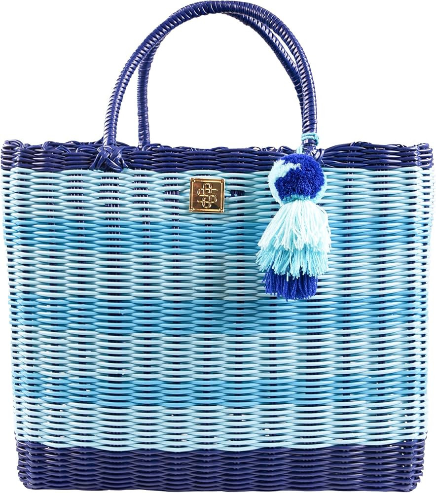 Amazon.com: Simply Southern Key Largo Tote | Womens Woven Tote Bag (Blue Stripe, Small) : Clothin... | Amazon (US)