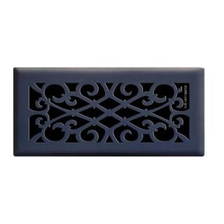 Hampton Bay Elegant Scroll 4 in. x 10 in. Steel Floor Register in Matte Black-E1402-MB 04X10 - Th... | The Home Depot