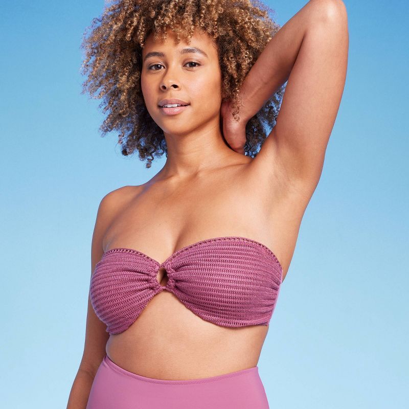 Women's Crochet Bandeau Bikini Top - Shade & Shore™ Pink | Target