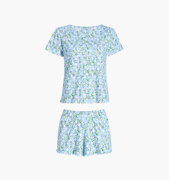 The Nina Pajama Set - Blue Basketweave Vine | Hill House Home US