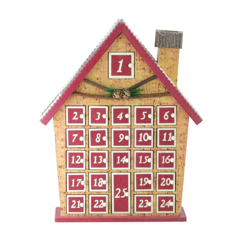 Northlight 15" Red and Beige House with Advent Calendar Tabletop Christmas Decoration | Target