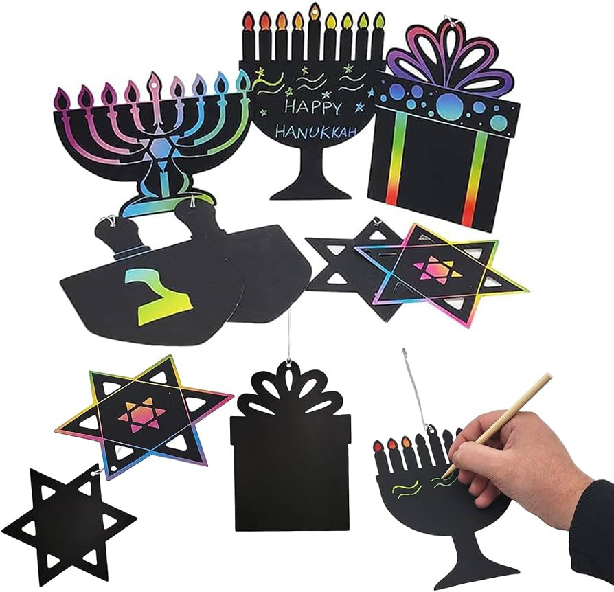 The Dreidel Company Hanukkah Scratch Art Cards Assorted Designs, Magic Drawing Coloring Sheet Set... | Amazon (US)