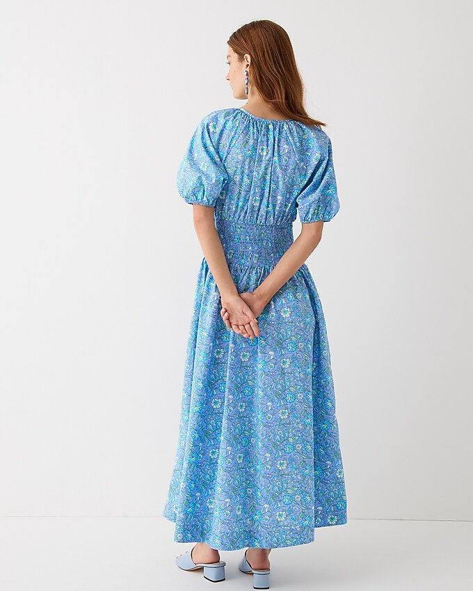 Provence smocked-waist midi dress in marigold blooms cotton poplin | J. Crew US