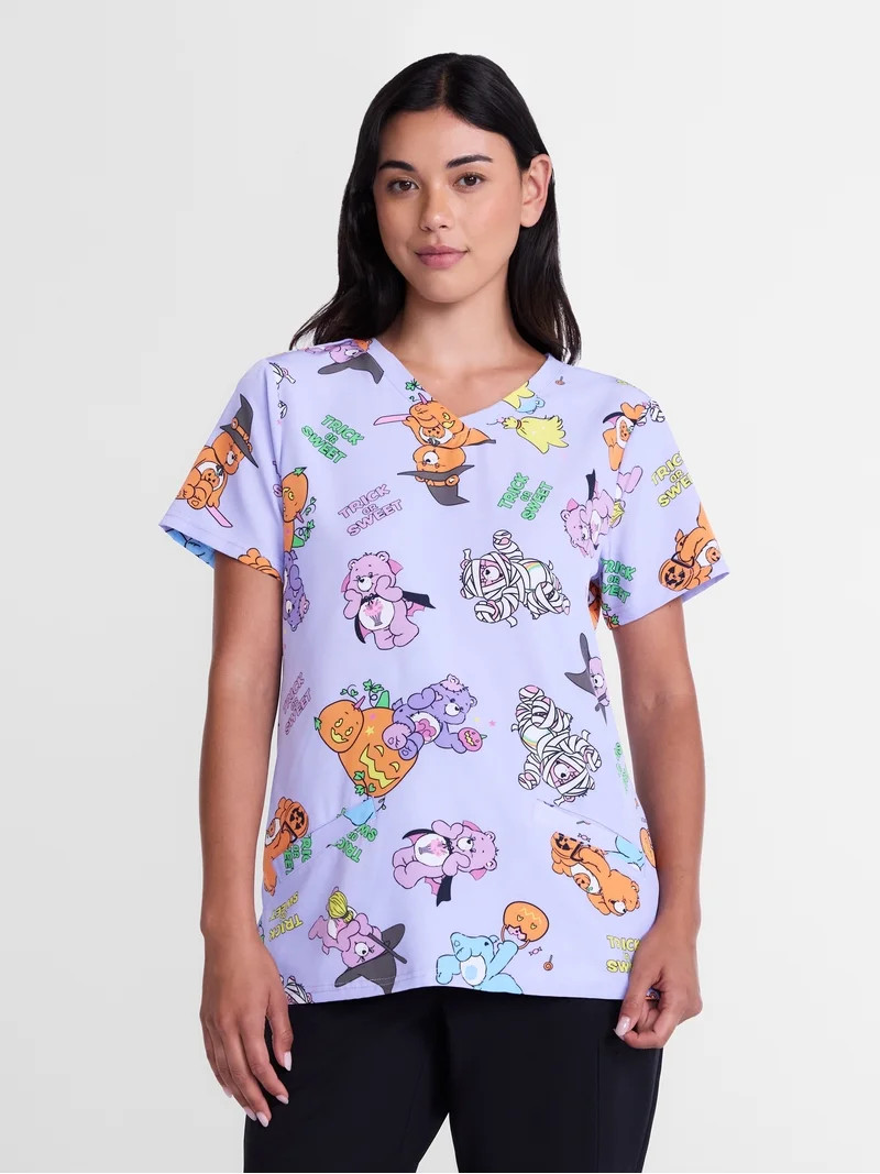 Care Bears Women's Halloween Scrub Top with Short Sleeves, Sizes S-XXXL | Walmart (US)