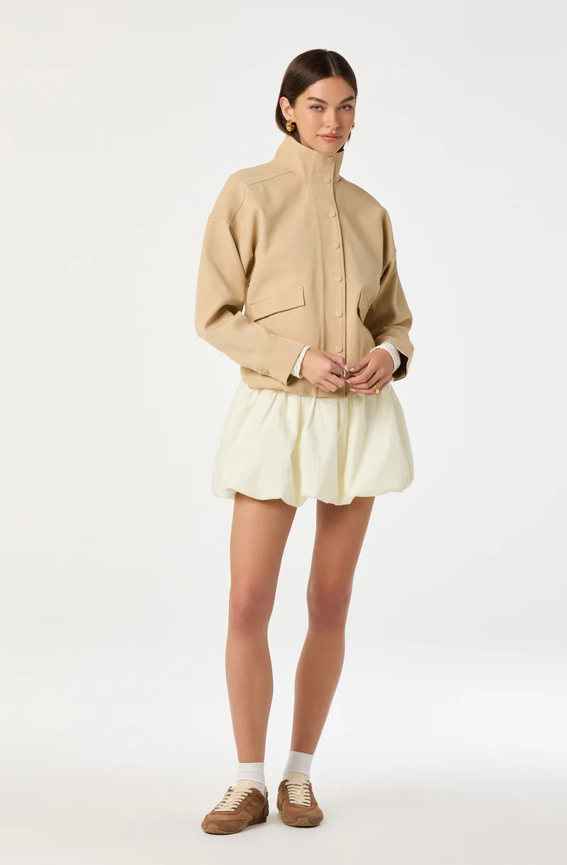 Funnel Neck Bomber Jacket - Tan / S | ASTR The Label (US)