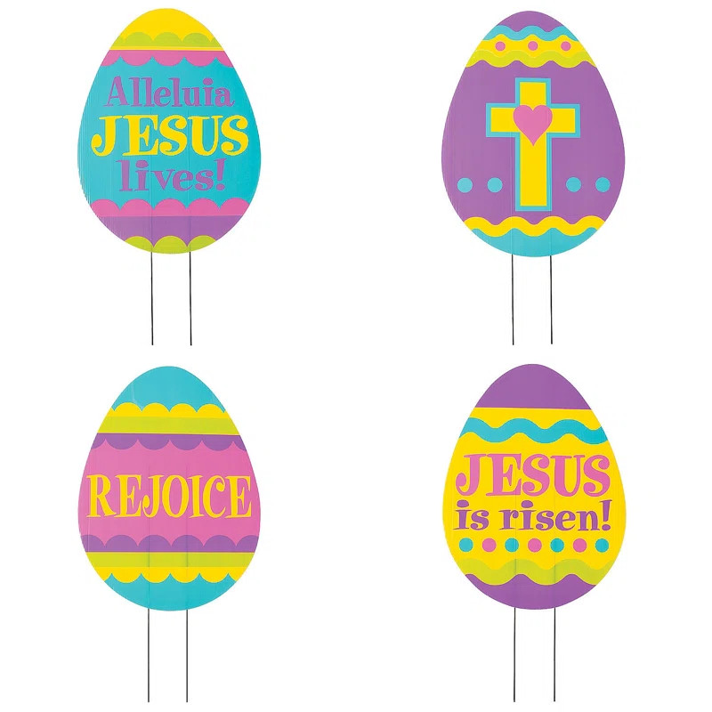 Religious Easter Egg Hunt Yard Signs - Party Decor - 4 Pieces | Wayfair North America