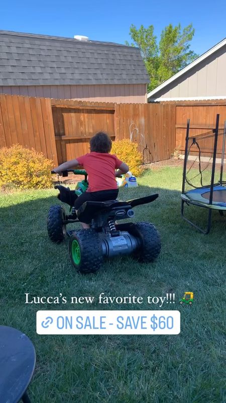 Lucca’s new favorite toy!!! On sale right now - $60 off! He rides it all over around our neighborhood and off trail too! #kidscar #toddlercar #kidsatv #toddleratv #toddlergift #kidsgift