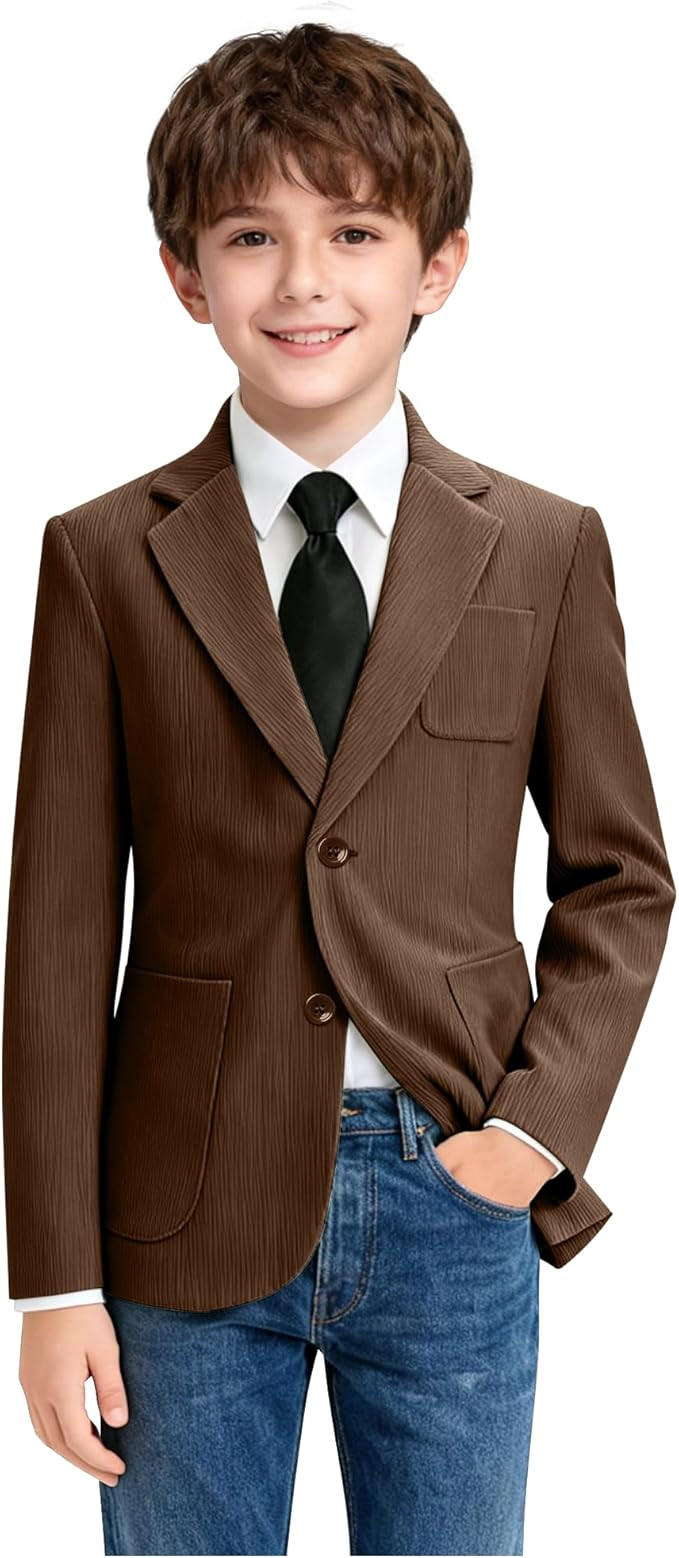 Boys Corduroy Suit Jacket Slim Fit 2 Button Kids Casual Blazer Vintage Winter Corduroy Sport Coat... | Amazon (US)