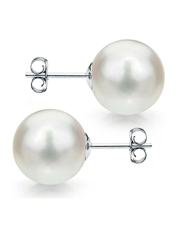 1 Pair 925 Silver Shell Beads Stud Earrings For Women Daily Wear | SHEIN