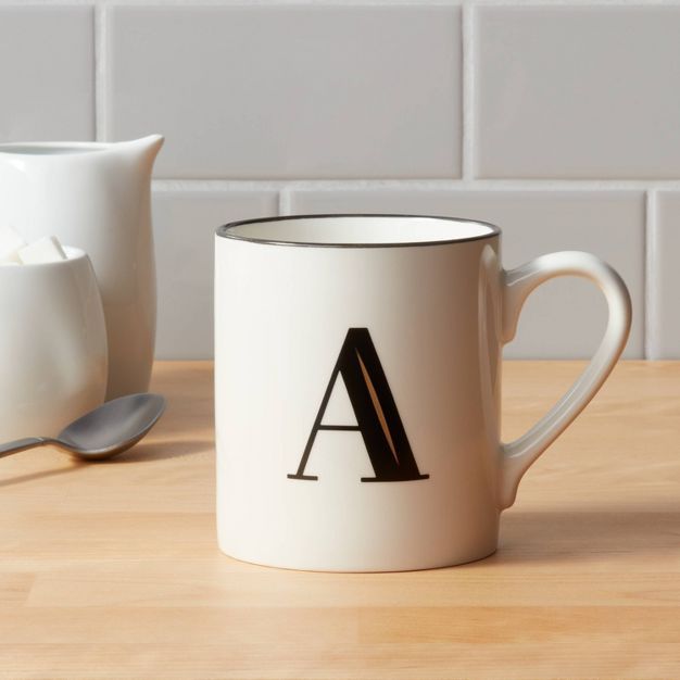 16oz Stoneware Monogram Mug White - Threshold™ | Target