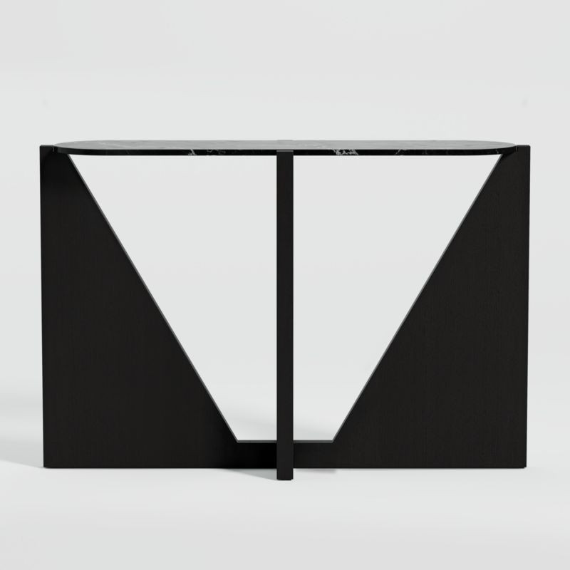 Miro Black Marble Console Table with Black Wood Base | Crate & Barrel | Crate & Barrel