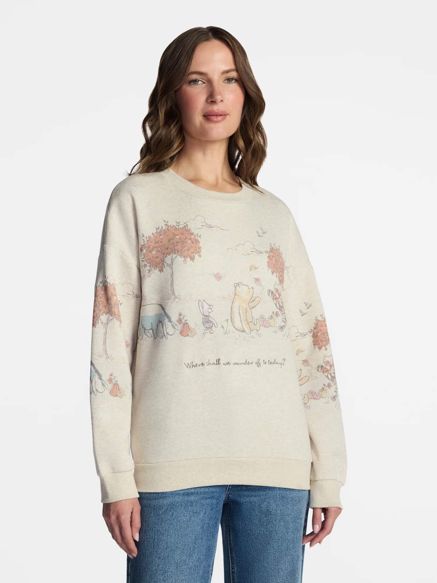 Disney Winnie the Pooh Women's Crewneck Sweatshirt with Long Sleeves, Sizes XXS-XXL | Walmart (US)