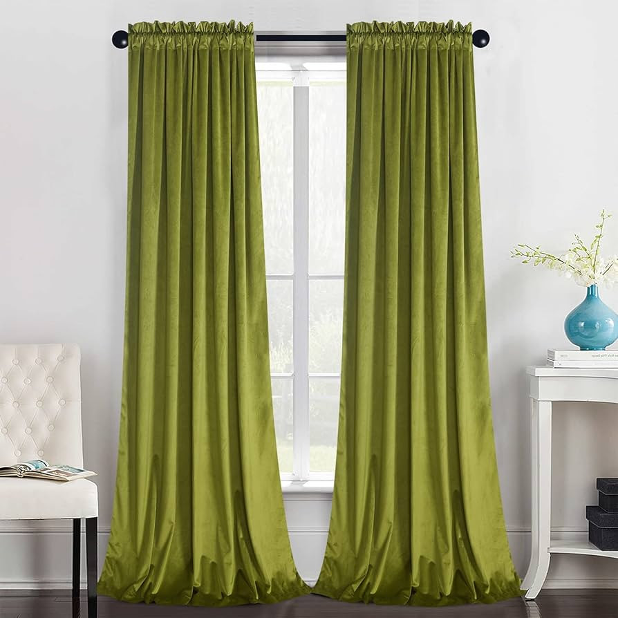 Roslynwood Palm Velvet Curtains - Bedroom Light Blocking Window Drapes Privacy Thermal Insulated ... | Amazon (US)