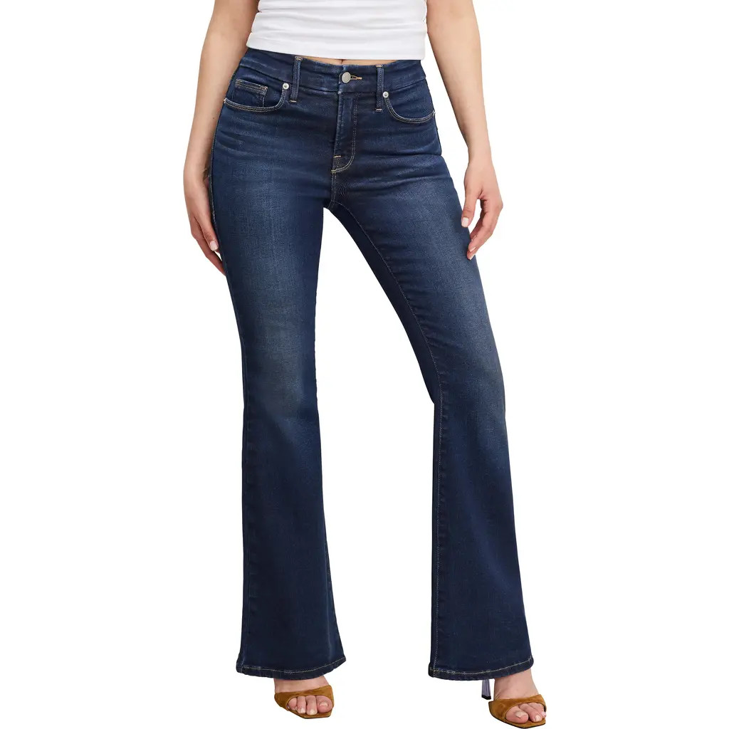 Good American Dolly Joleans Flare Jeans in Indigo1020 at Nordstrom, Size 12P | Nordstrom