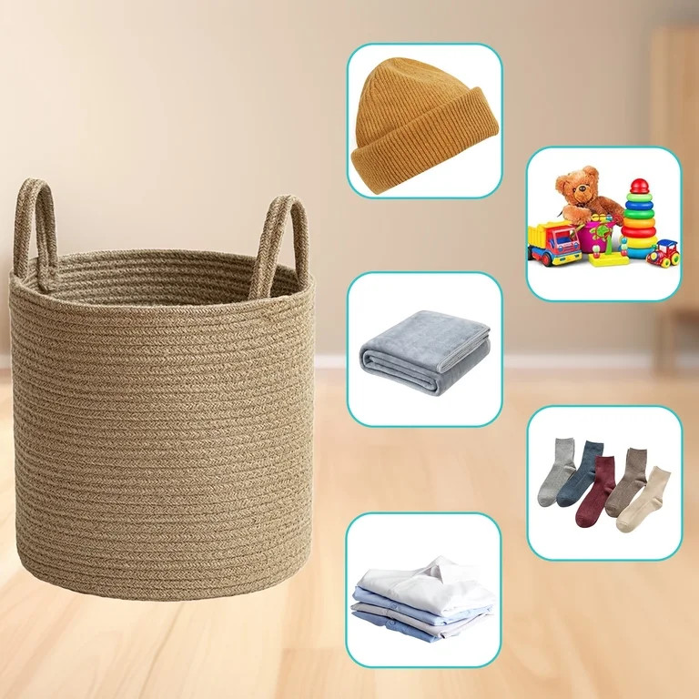 Naxoaeo Round Braided Seagrass Woven Storage Basket with Jute Handles - Rope Weave Circle-Shaped ... | Walmart (US)