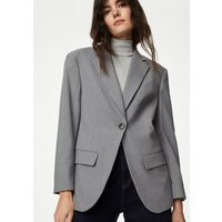 Womens M&S Collection Relaxed Single Breasted Blazer - Grey Marl | Marks and Spencer AU/NZ