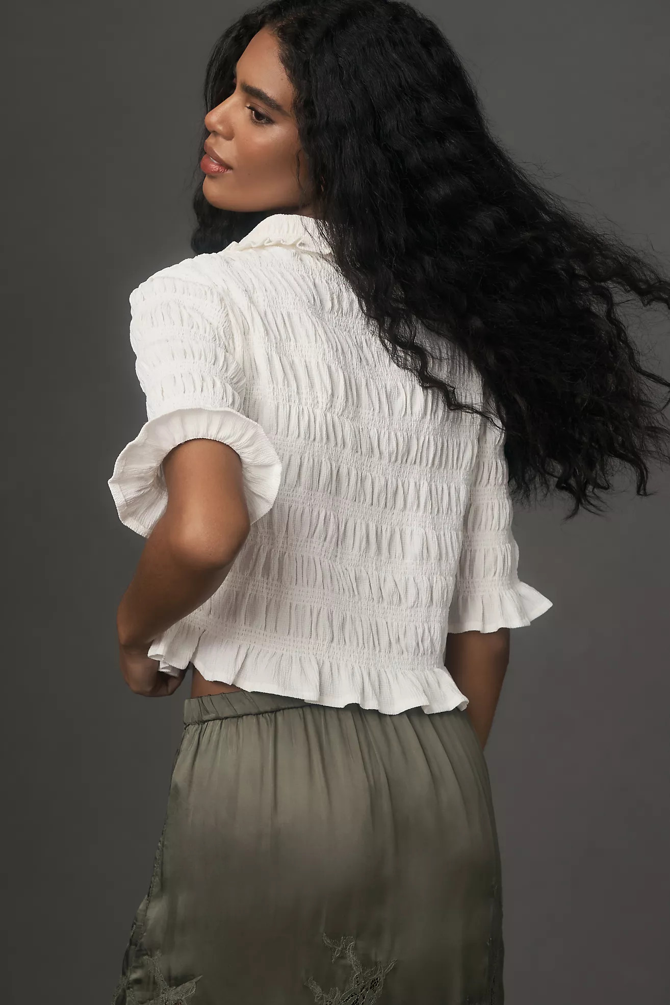 Maeve Smocked Button-Front Top | Anthropologie (US)