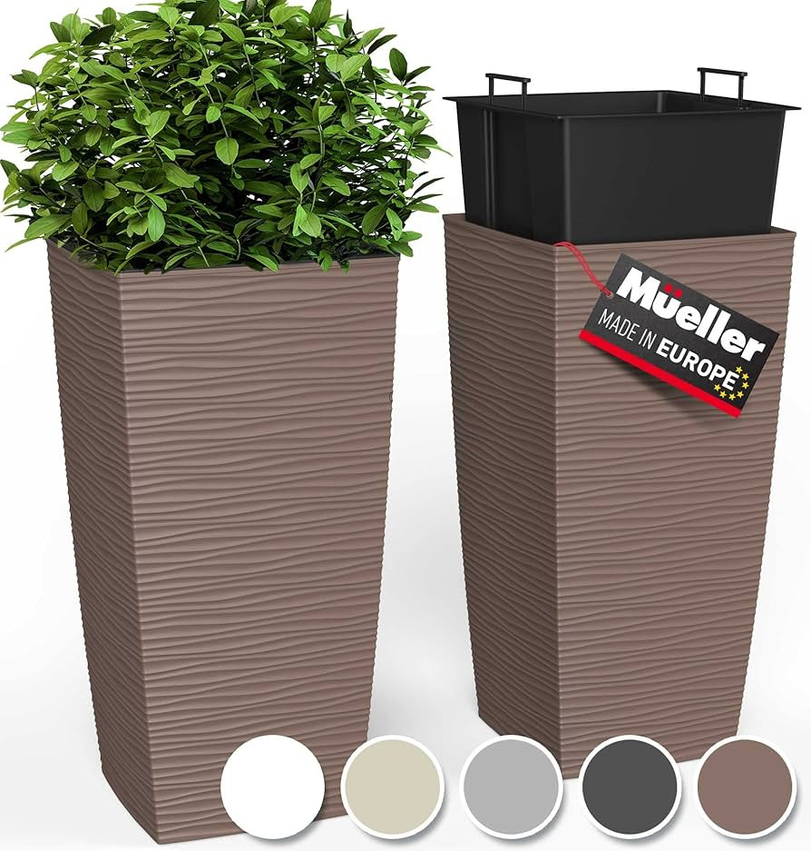 Mueller M-Resin Heavy Duty Tall Planter, Indoor/Outdoor Grande Plant, Tree, Flower Pot, 2-Piece S... | Amazon (US)