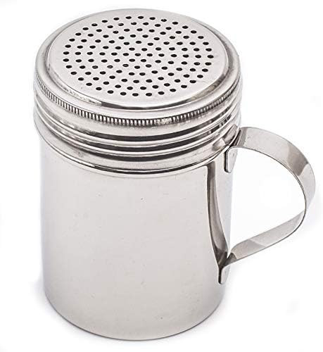 EHOMEA2Z Stainless Steel Dredge Shaker 10 Oz Ideal For Salt, Spice, Sugar, Flour (1, 10 oz With Hand | Amazon (US)