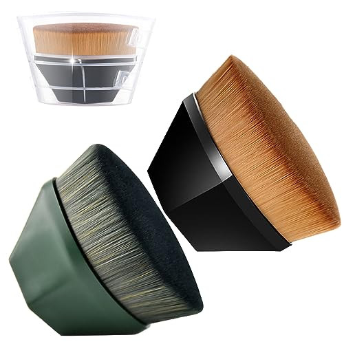 Skinbae Foundation Brush, for Kabuki Face Blush Liquid Powder, Base Makeup Brush for Blending Liquid Cream or Flawless Powder Cosmetics with Portable Case (Black + Green) | Amazon (US)