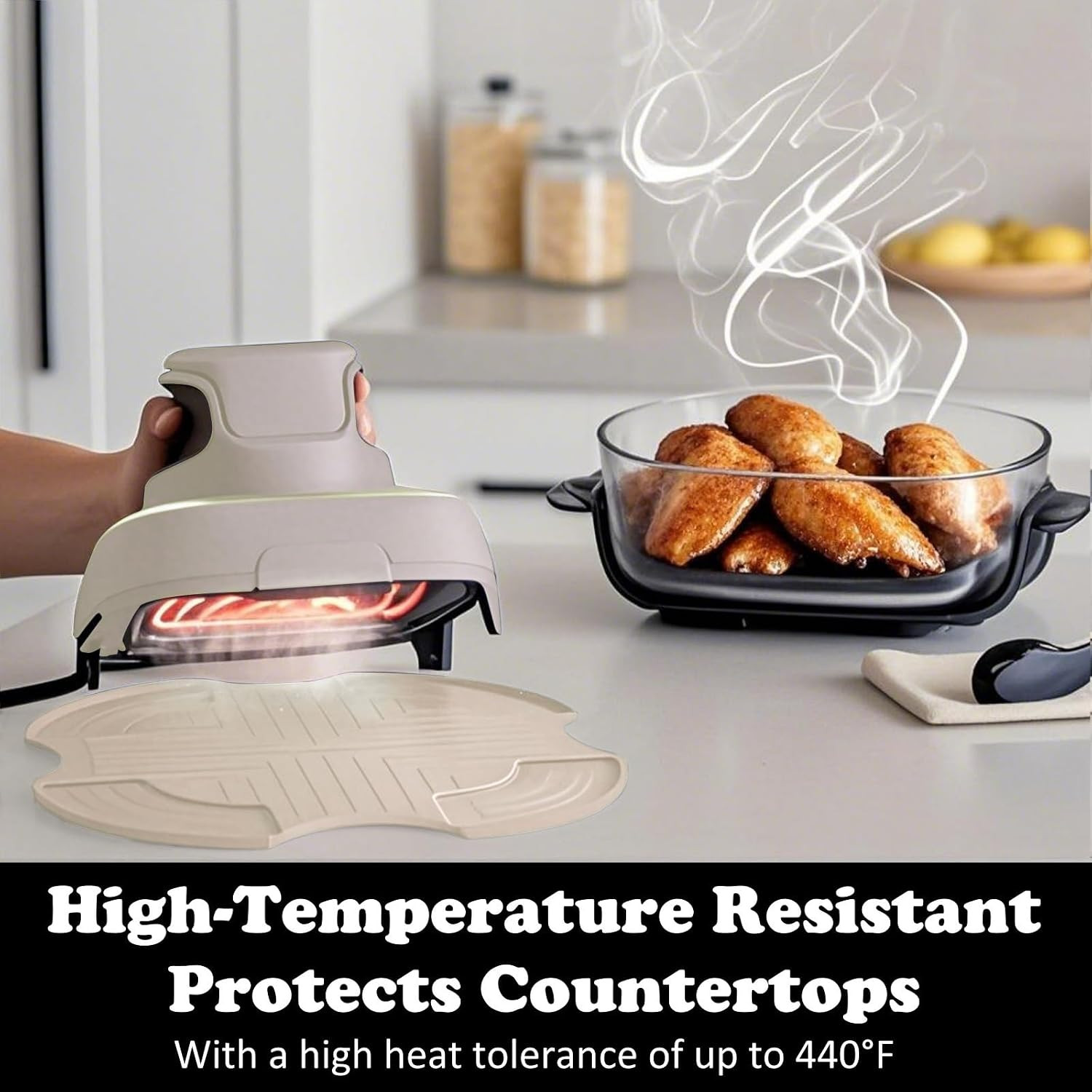 Tailored Ninja Crispi PowerPod Silicone Trivet – Hot Pads for Ninja Crispi Glass Air Fryer Accessories, Heat-Resistant, Non-Slip, Protection for Countertop (Off White) | Amazon (US)