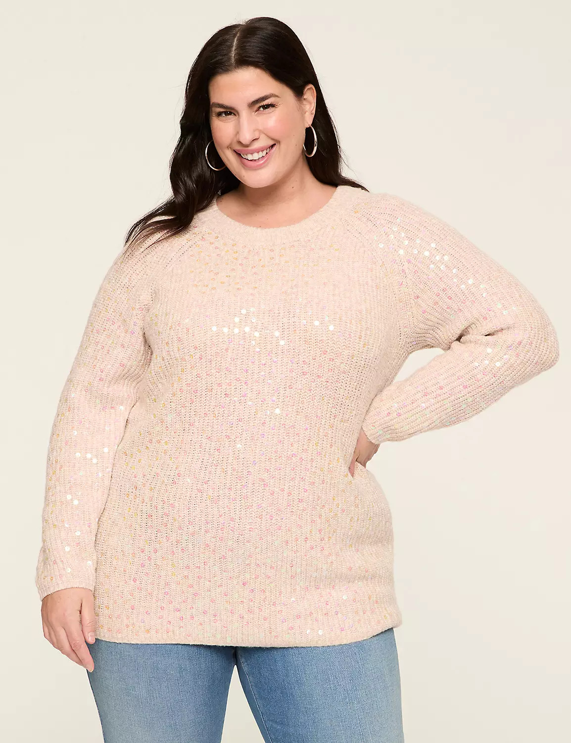 Sequin Crew-Neck Sweater | Lane Bryant (US)