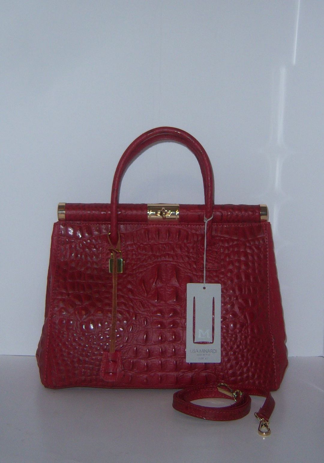 Vintage Lisa Minnardi Red Moc Croc Leather Satchel Handbag Bag Purse Hand Bag Deadstock NOS NWT -... | Etsy (US)