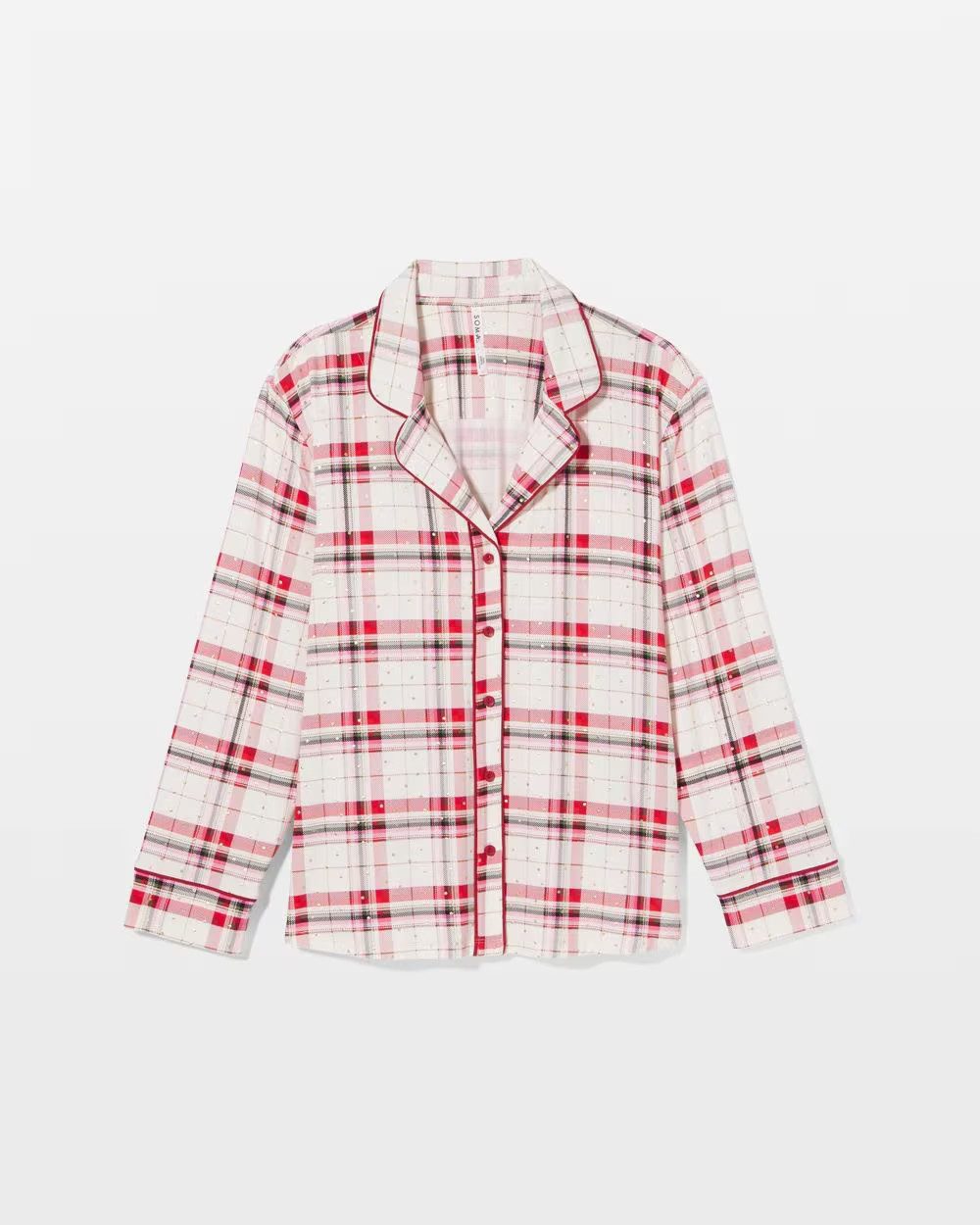 Cool Nights Long Sleeve Notch Collar with Piped Placket Pajama Top | Soma | SOMA