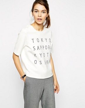 ASOS Top in Smart Fabric with Japanese City Print | ASOS UK