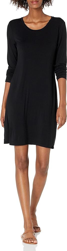 Daily Ritual Women's Jersey Long-Sleeve Scoop-Neck T-Shirt Dress | Amazon (US)
