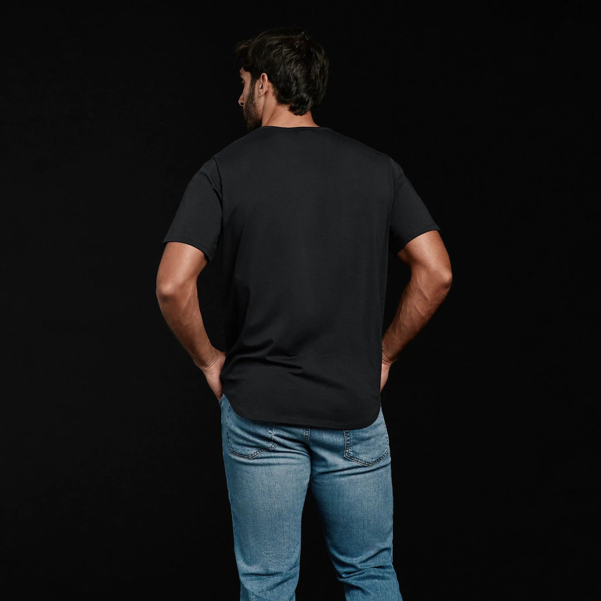 Men's Short Sleeve Curved Hem T-Shirt - Black - nuuds | nuuds