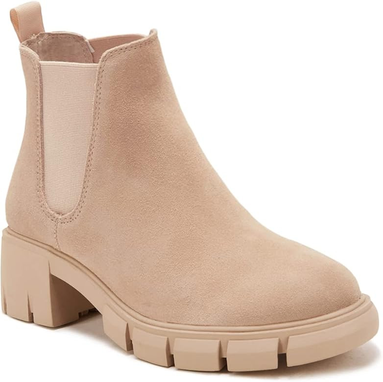 gihubafuil Women’s Chelsea Boots Fashion Platform Chunky Block Heels Slip On Combat Ankle Booti... | Amazon (US)