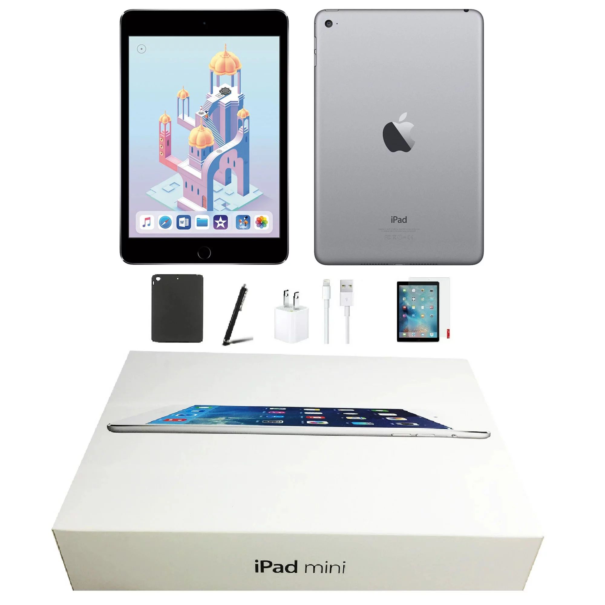 Open Box Apple iPad Mini 4, 7.9-inch, Wi-Fi Only, 128GB, Bundle: Tempered Glass, Case, Rapid Char... | Walmart (US)