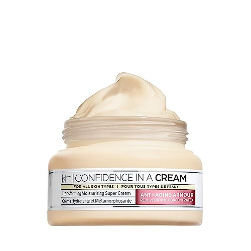 IT Cosmetics Confidence in a Cream Full Size - Hydrating & Anti Aging Face Moisturizer, Visibly Reduces Fine Lines, Wrinkles & Signs of Aging, Repairs Skin Barrier, With Squalane & Ceramides - 2 fl oz | Amazon (US)