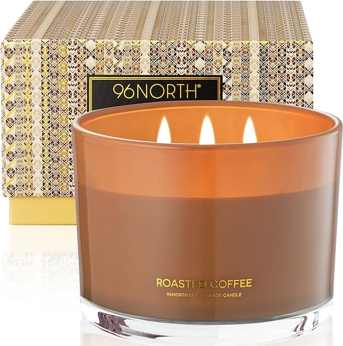 96NORTH Luxury Coffee Soy Candle | Large 3 Wick Jar Candle | Up to 50 Hours Burning Time | 100% N... | Amazon (US)