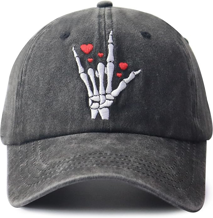Skeleton Hands Hats for Men Women, Funny Adjustable Heart Decor Halloween Embroidered Baseball Ca... | Amazon (US)
