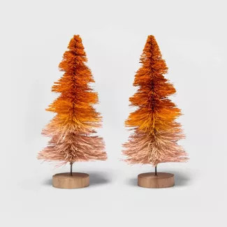 2pk You Put a Spell on Me Bottle Brush Halloween Artificial Tree Orange/Pink - Hyde & EEK! Boutiq... | Target