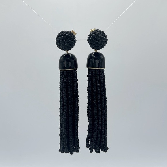JCrew Black Beaded Tassel Earrings | Poshmark